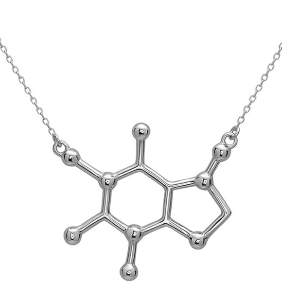 Sterling Silver Caffeine Molecule Necklace - Picture 1 of 3